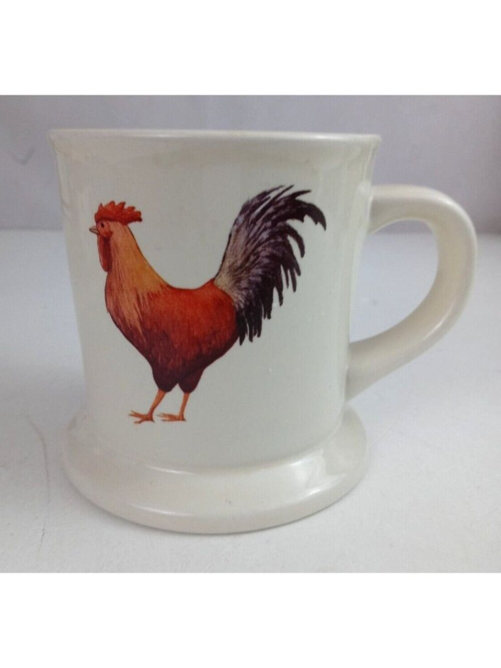 Vintage Dei Cream Color Coffee Cup Mug With Colorful Rooster Design 4.25" Tall